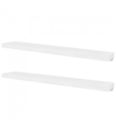 2 White MDF Floating Wall Display Shelves Book/DVD Storage — Size: 120 cm