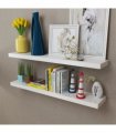2 White MDF Floating Wall Display Shelves Book/DVD Storage — Size: 100 cm