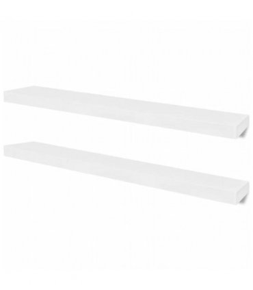 2 White MDF Floating Wall Display Shelves Book/DVD Storage — Size: 100 cm