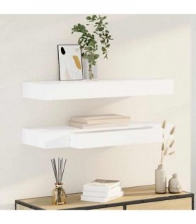 vidaXL Floating Wall Shelves with Drawers 2 pcs White 80 cm