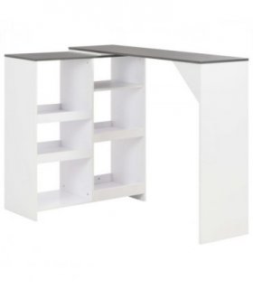 vidaXL Bar Table with Moveable Shelf White 138x39x110 cm — Colour: grey