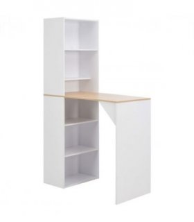 vidaXL Bar Table with Cabinet White 115x59x200 cm — Colour: white and brown