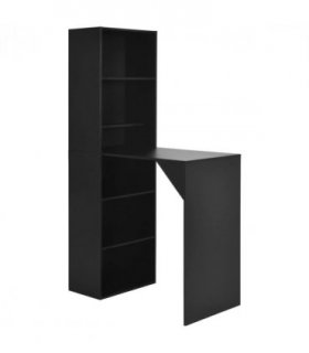 vidaXL Bar Table with Cabinet Black 115x59x200 cm