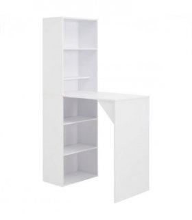 vidaXL Bar Table with Cabinet White 115x59x200 cm