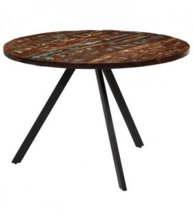 vidaXL Dining Table 110x75 cm Solid Wood Reclaimed — Colour: Black, Size: Ø 110 x 75 cm