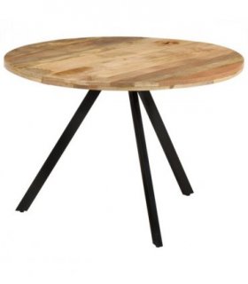 vidaXL Dining Table 110x75 cm Solid Wood Mango — Colour: Black, Size: Ø 110 x 75 cm