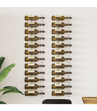 vidaXL Wall Mounted Wine Rack for 12 Bottles 2 pcs White Iron