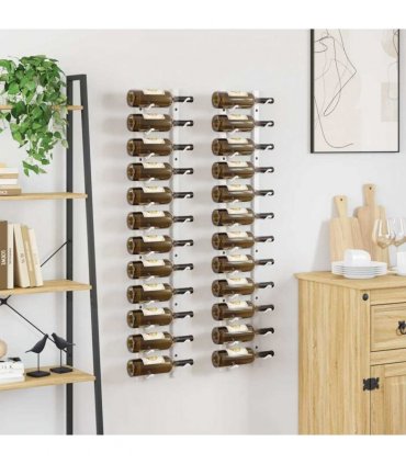 vidaXL Wall Mounted Wine Rack for 12 Bottles 2 pcs White Iron
