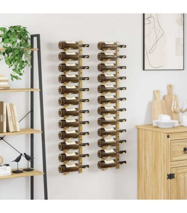 vidaXL Wall Mounted Wine Rack for 12 Bottles 2 pcs Gold Iron