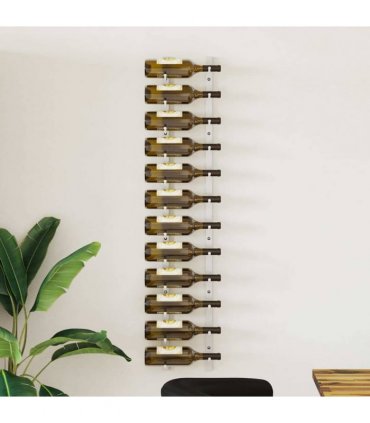 vidaXL Wall Mounted Wine Rack for 12 Bottles White Iron