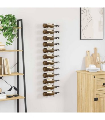 vidaXL Wall Mounted Wine Rack for 12 Bottles White Iron