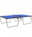 SPORTNOW 9FT Folding Table Tennis Table w/ 8 Wheels, for Indoors - Blue