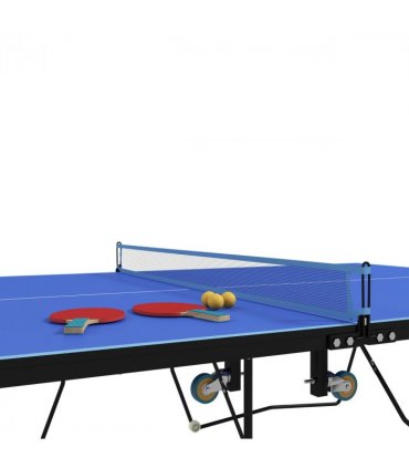 SPORTNOW 9FT Folding Table Tennis Table w/ 8 Wheels, for Indoors - Blue