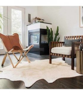 vidaXL Real Cowhide Rug Beige 180x220 cm — Size: 180 x 220 cm