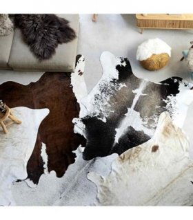 vidaXL Real Cowhide Rug Black and White 180x220 cm — Size: 180 x 220 cm
