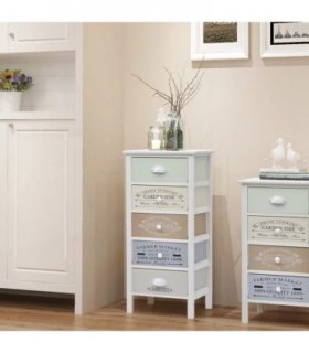 vidaXL Storage Cabinet | Multicoloured with vintage prints — Size: 38 x 28 x 86.5 cm