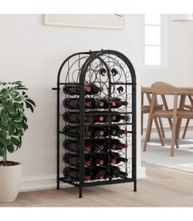 vidaXL Wine Rack for 33 Bottles Black 45x36x100 cm Wrought Iron — Size: 45 x 36 x 100 cm