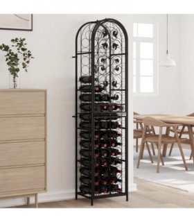 vidaXL Wine Rack for 73 Bottles Black 45x36x200 cm Wrought Iron — Size: 45 x 36 x 200 cm