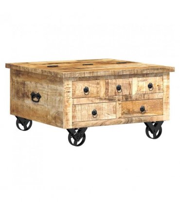 vidaXL Coffee Table Rough Mango Wood 70x70x40 cm — Colour: brown
