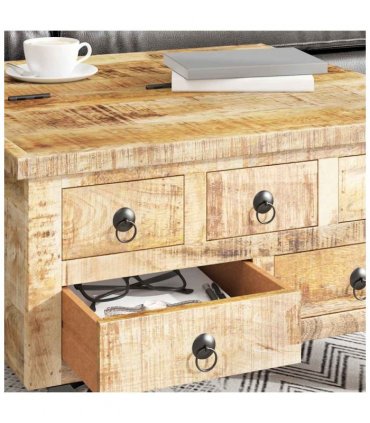 vidaXL Coffee Table Rough Mango Wood 70x70x40 cm — Colour: brown