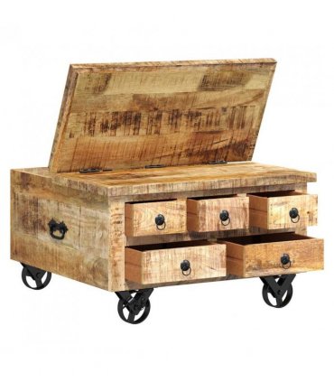 vidaXL Coffee Table Rough Mango Wood 70x70x40 cm — Colour: brown