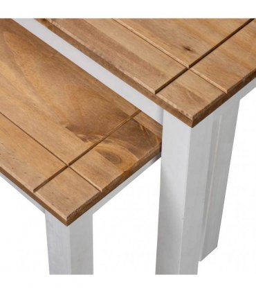 vidaXL Nesting Tables 2 pcs White Solid Pine Wood Panama Range