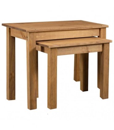 vidaXL Nesting Tables 2 pcs Solid Pine Wood Panama Range — Colour: brown