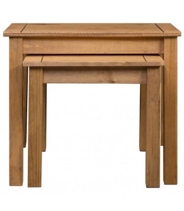 vidaXL Nesting Tables 2 pcs Solid Pine Wood Panama Range — Colour: brown