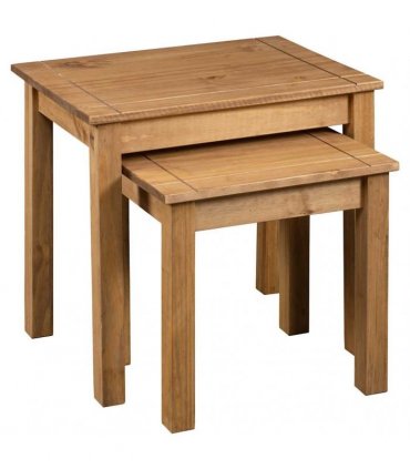 vidaXL Nesting Tables 2 pcs Solid Pine Wood Panama Range — Colour: brown