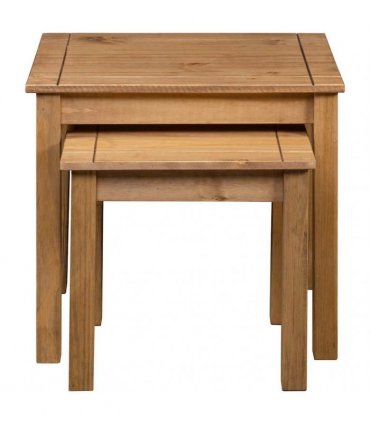 vidaXL Nesting Tables 2 pcs Solid Pine Wood Panama Range — Colour: brown