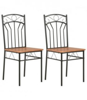 vidaXL Dining Chairs 2 pcs Brown MDF — Size: 40 x 48 x 86 cm
