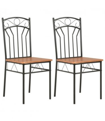 vidaXL Dining Chairs 2 pcs Brown MDF — Size: 40 x 48 x 86 cm