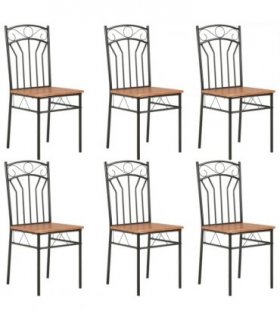 vidaXL Dining Chairs 6 pcs Brown MDF — Size: 40 x 48 x 86 cm