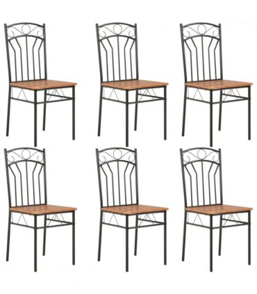 vidaXL Dining Chairs 6 pcs Brown MDF — Size: 40 x 48 x 86 cm