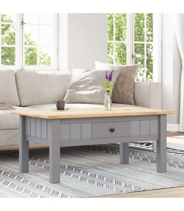 vidaXL Coffee Table Grey 100x60x43.5 cm Solid Pine Wood Panama Range
