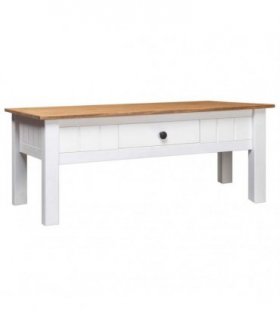 vidaXL Coffee Table White 100x60x43.5 cm Solid Pine Wood Panama Range