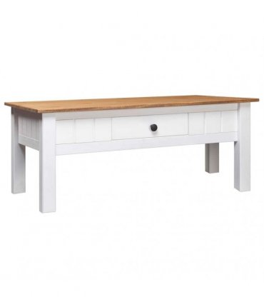 vidaXL Coffee Table White 100x60x43.5 cm Solid Pine Wood Panama Range