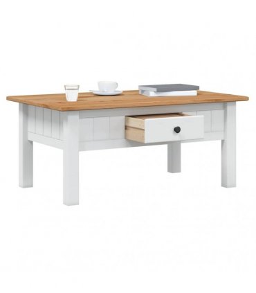 vidaXL Coffee Table White 100x60x43.5 cm Solid Pine Wood Panama Range