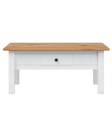 vidaXL Coffee Table White 100x60x43.5 cm Solid Pine Wood Panama Range