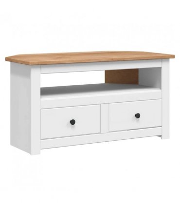 vidaXL Corner TV Cabinet White 93x49x49 cm Solid Pine Panama Range