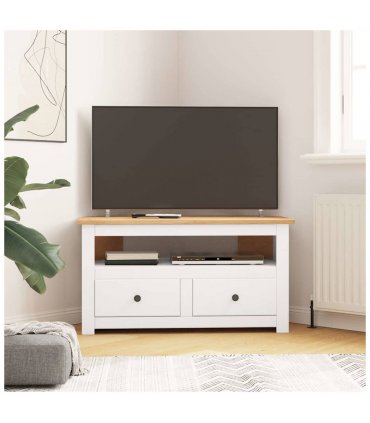 vidaXL Corner TV Cabinet White 93x49x49 cm Solid Pine Panama Range