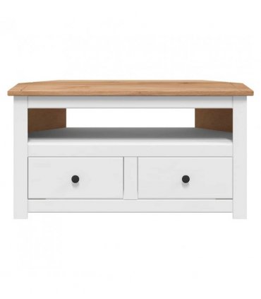 vidaXL Corner TV Cabinet White 93x49x49 cm Solid Pine Panama Range