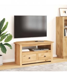 vidaXL Corner TV Cabinet 93x49x49 cm Solid Pine Panama Range — Colour: brown