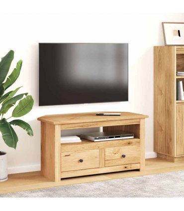vidaXL Corner TV Cabinet 93x49x49 cm Solid Pine Panama Range — Colour: brown