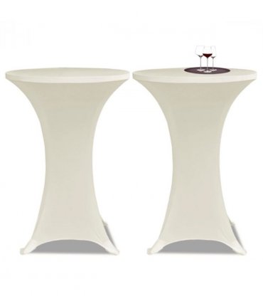Standing Table Cover Ø80cm Cream Stretch 2 pcs — Size: 80 cm