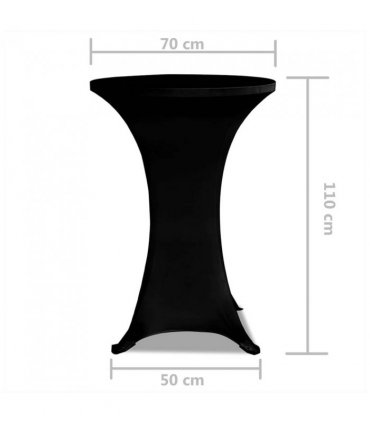 Standing Table Cover Ø70cm Black Stretch 2 pcs — Size: 70 cm