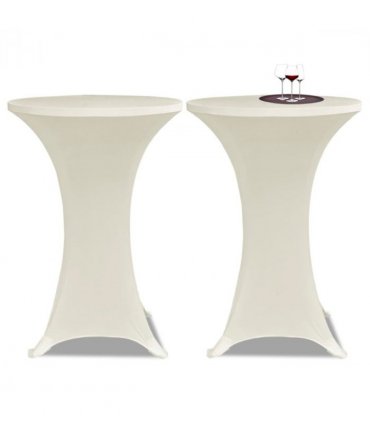 Standing Table Cover Ø60cm Cream Stretch 2 pcs — Size: 60 cm