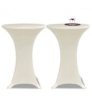 Standing Table Cover Ø70cm Cream Stretch 2 pcs — Size: 70 cm