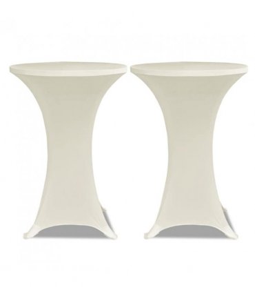 Standing Table Cover Ø70cm Cream Stretch 2 pcs — Size: 70 cm