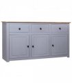 vidaXL Sideboard Grey 135x40x80 cm Solid Pinewood Panama Range